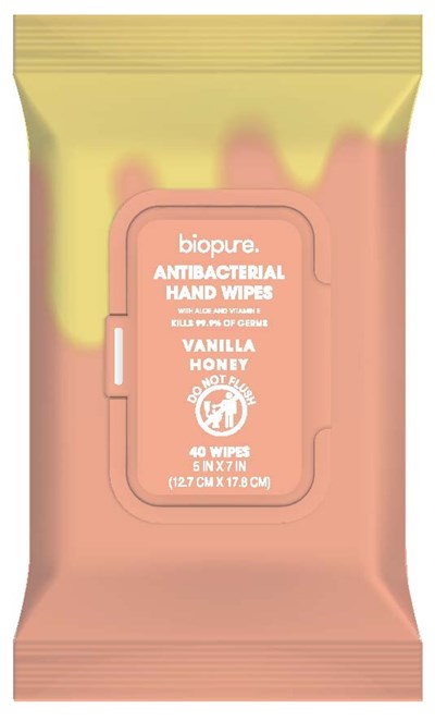 Antibacterial Wipes (Biopure Antibacterial Wipes Vanilla Honey Label3)